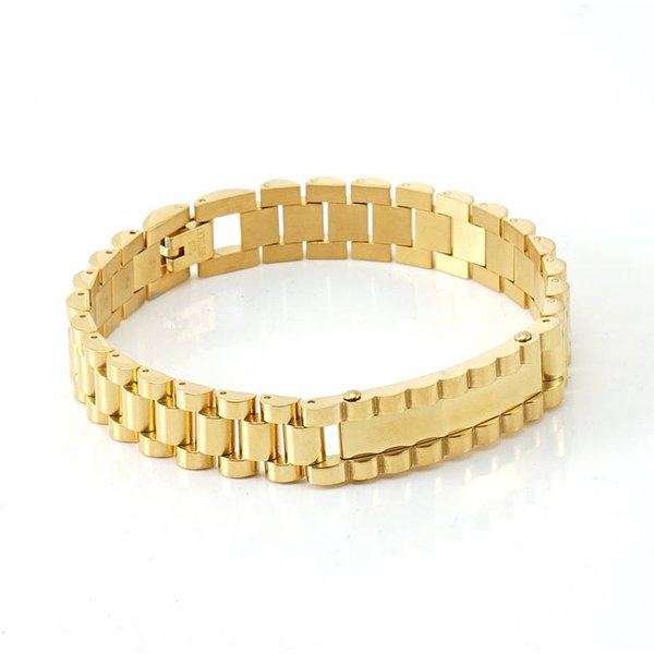 Charm Bracelets INS Men's Titanium Steel Watch Strap Chain 18k Gold Stainless Steel Bracelet Jewelry
