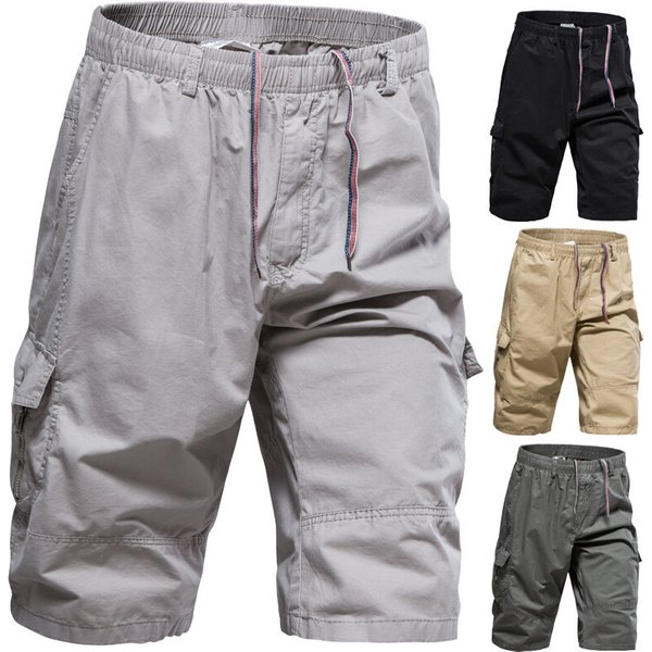 Summer Multi Pocket Cropped Sports Cotton Thin Casual Mid Size Men's Loose And Oversized Work Pants-image