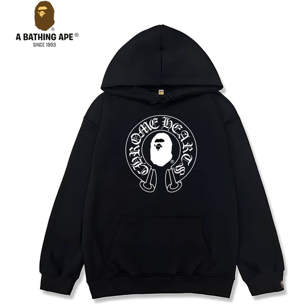 A Bathing Ape Bape-Bape&Chrome Hearts Co Branded Ape Head Pattern Creative Letter Logo Printed Casual Fashion Hoodie Unisex-image