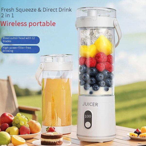 Portable USB Rechargeable Blender - 20000 RPM Powerful Juicer For Smoothies, Ice Crushing & Baby Food - 800Ml Bpa-Free Travel Cup With 12-Blade-image