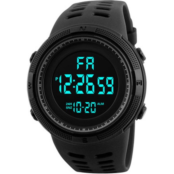 Large Dial Waterproof Sports Watch For Men & Students - Multi-Function Digital Watch With Alarm, Stopwatch & Durable Silicone Strap-image