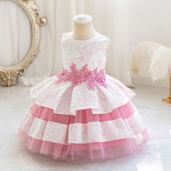 Kids Clothing children's wholesale dress lace flower cake princess dress girl baby week end evening dress baby dress