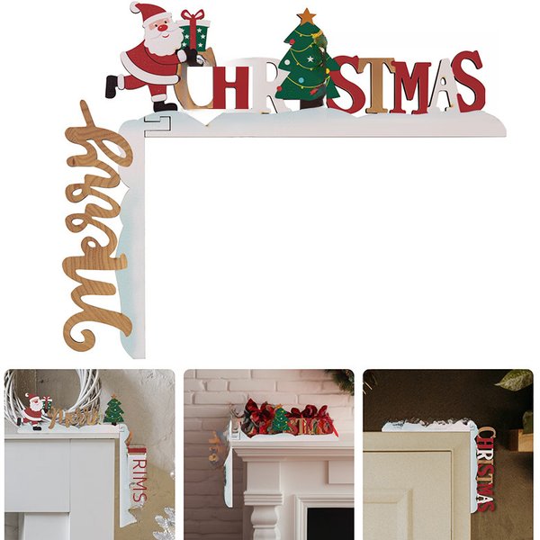 Haobei New Christmas Decoration Supplies Three-Dimensional Wooden Christmas Letter Door Frame Hanging Creative Door Corner Table Decoration-image