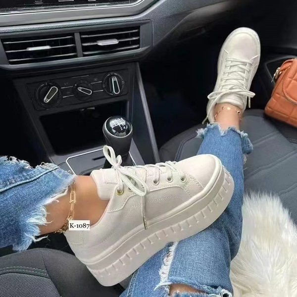 Large Size Single Women's Casual Rubber Shoes Round Toe Thick Sole Synthetic Upper No Shoe Box-image