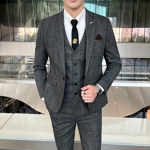 Men's Clothing 2024 New Men's Clothing Spring Men's Casual Suits Korean Style Slim Three-piece Small Suits Formal Dresses Wholesale