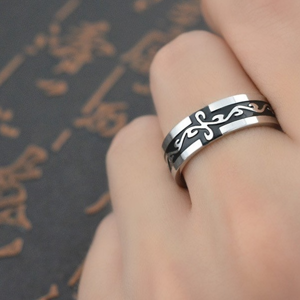 Chinese Style Dragon Pattern Ring Retro Men's Titanium Steel Ring Trendy Men's Hand Jewelry-image