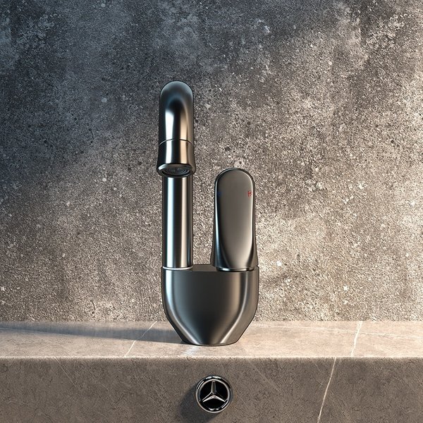 Home Furniture universal gun gray faucet basin rotating hot and cold water faucet wash basin all copper home bathroom cabinet creative