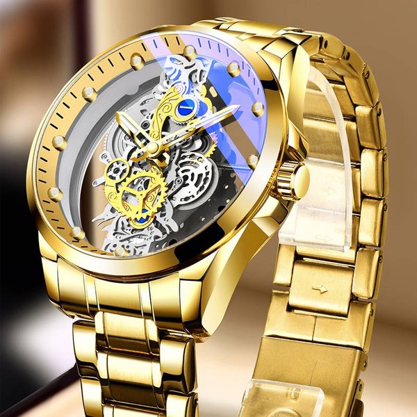 New Men Watch Skeleton Automatic Quartz Watch Gold Skeleton Vintage Man Watch Mens Watches Top Brand Luxury Часы Мужские