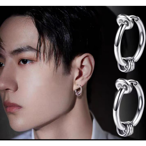 Titanium Steel Hoop Small Circle Earrings Ins Earrings Simple Trendy Earrings For Men And Women Without Ear Holes-image