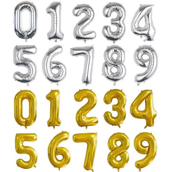 32 Inch Gold, Silver & Light Gold Number Foil Balloons – Premium Party Decor For Birthdays, Anniversaries & Holidays-image