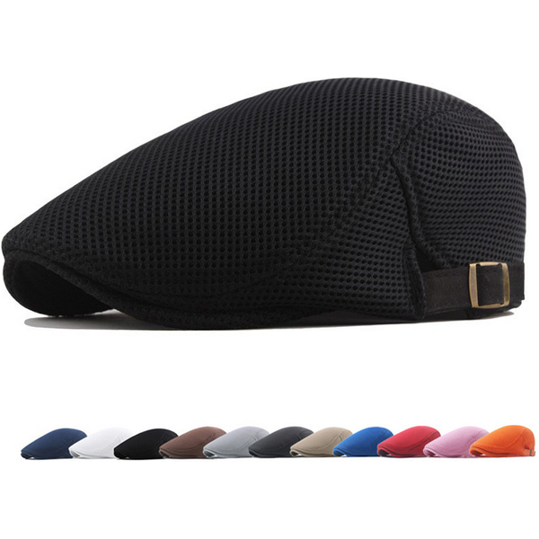Unisex Hollow Mesh Cap Breathable Beret For Women Tidal Visor For Men Solid Color Forward-image