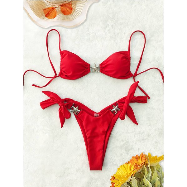Women’s Clothing Solid Color Spaghetti Straps And Backless Sexy Beach Bikini Source