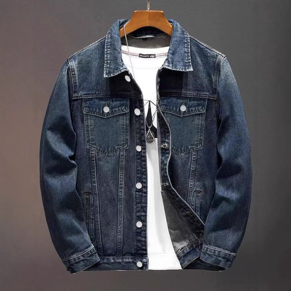 Men's Clothing Men's Retro Denim Jacket Trendy Brand American Style Simple Versatile Design Casual Wear Spring Autumn Workwear-image