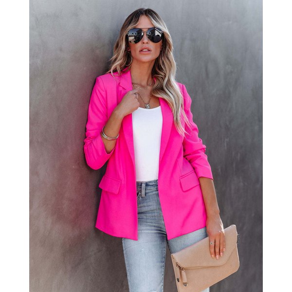 Women's Clothing spring and autumn solid color long sleeved cardigan small suit OL temperament professional slim fitting top outer