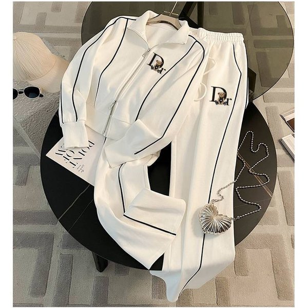 Women's New Trendy Street Outdoor Stand Up Collar Sports Jacket And Pants Set