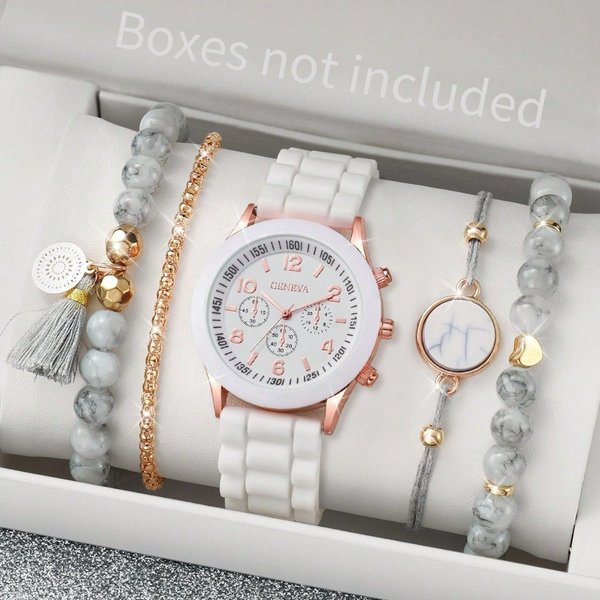 New Women's Korean-Style High-End Sense Quartz Watch Simple Classic Silicone Strap Women's Watch Fashion Suit-image