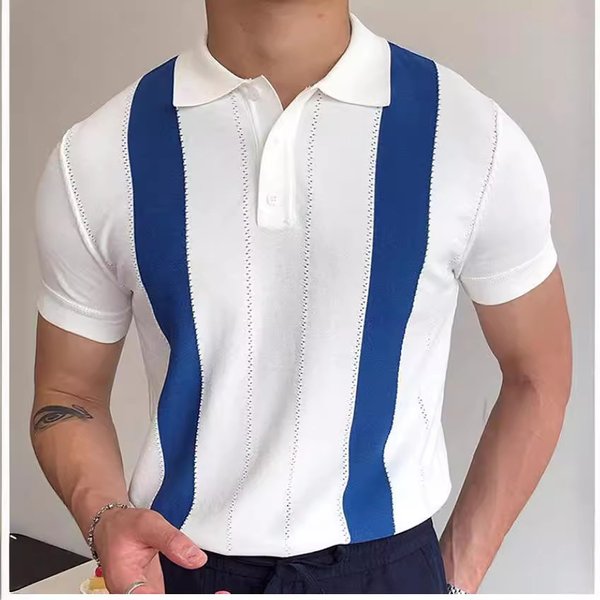 Men's Summer Casual Polo Shirt - Breathable Knit Short Sleeve Slim Fit T-Shirt For Business Casual & Daily Wear