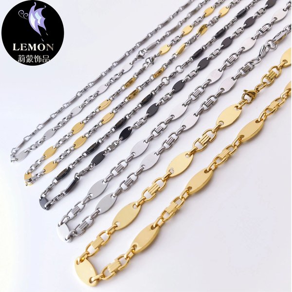 Cross-Border Hot Selling Trendy Men's Handmade Fashionable Elegant Necklace Emperor Smooth Stainless Steel Loop Flat-image