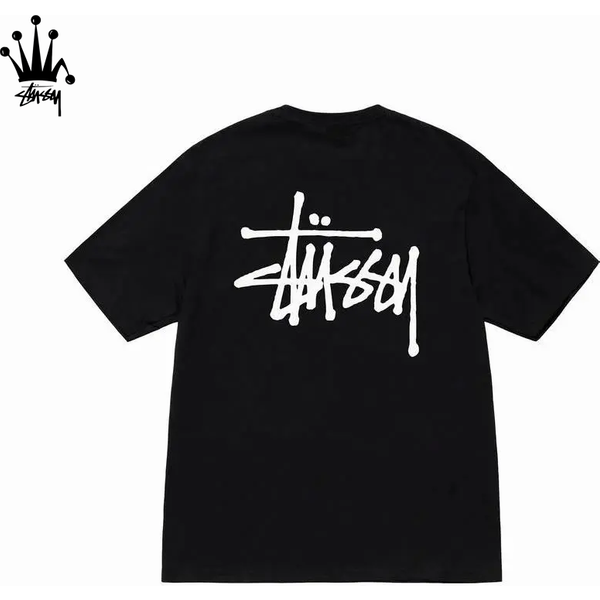 Stussy SS23 Basic St Ü Ssy Tee Letter Logo Printed Round Neck Hooded Short Sleeve T-Shirt For Couples-image