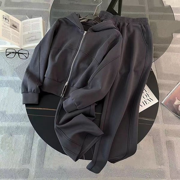 Trendy Casual Sportswear Set | Hooded Sweatshirt & Wide-Leg Pants | Comfortable & Stylish Outfit For Women-image