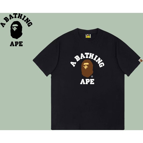 A Bathing Ape Bape-Classic Ape Head Letter Printed Cotton Short Sleeved T-Shirt-image