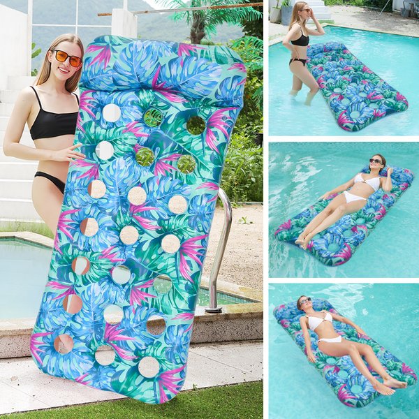 Eco-Friendly PVC Foldable Pool Float - Single Lounge Chair With Breathable Holes (Multicolor Heavy-Duty Inflatable Mat For Beach & Lake)-image