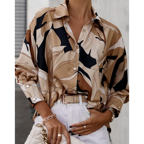 Women's spring 2023 new print long sleeve shirt top
