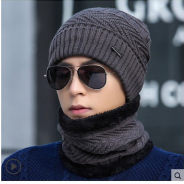 New Hat Men's Winter Warm Knitted Woolen Hat Winter Cycling Ear Protection Cold Protection Hat Men's Cover Hat Neck Thickened-image