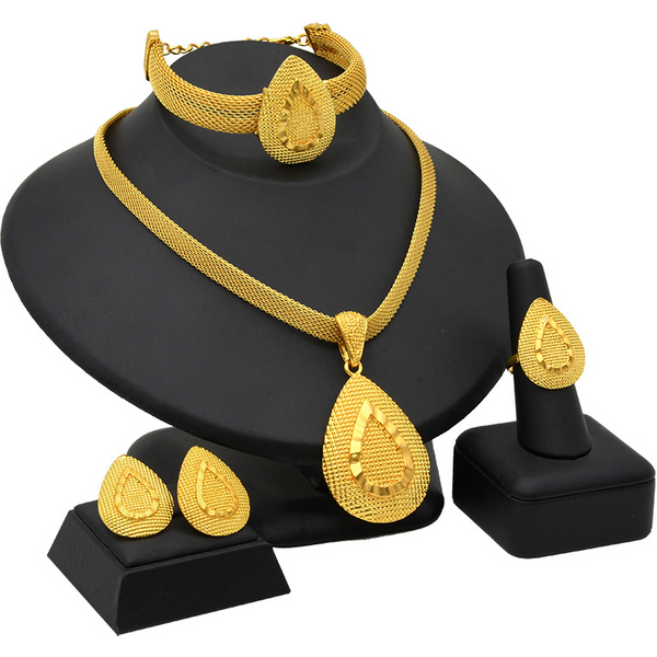 Bridal Necklace Bracelet Earrings Ring Four-Piece Women's Jewelry Set-image