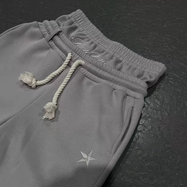Men's Clothing Embroidered Two Piece Double Waist Sweatpants European And American Trendy Hip Hop Trousers Loose Drawstring Casual Trousers