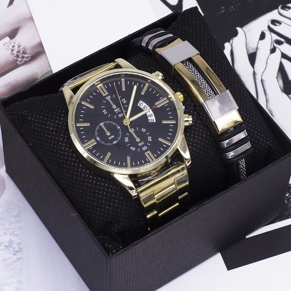 Men's Watch Two-Piece Bracelet Gift Box Business Calendar Non-Mechanical Quartz Watch men's watch