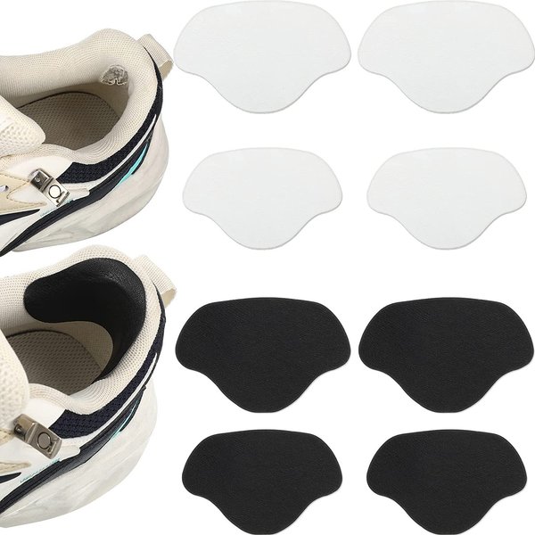 Self-Adhesive Shoe Repair Patches – Heart-Shaped Anti-Slip Insoles For Sneakers & Boots (4-Piece Set, White/Black, Ultra-Fiber Fabric)-image