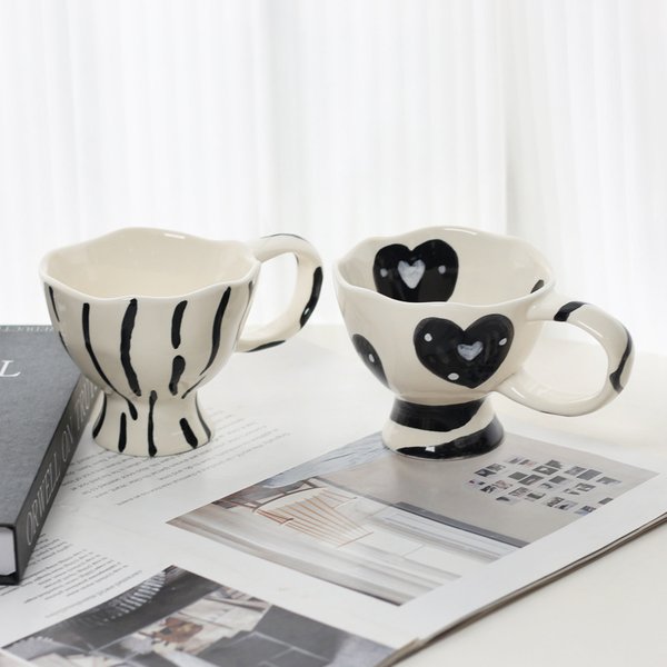 Retro Handheld Mug, Irregular And Irregular Shaped Water Cup, Unique Design, Creative Ceramic Water Cup, Couple Coffee Cup-image