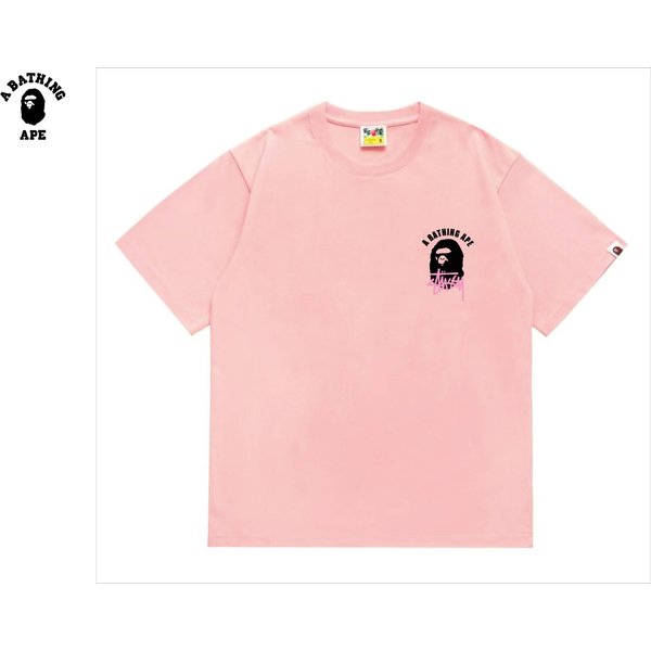 A Bathing Ape Bape-Bape&Stussy Joint Stusey Letter Back Ape Head Printed T-Shirt Made Of Pure Cotton Fabric-image