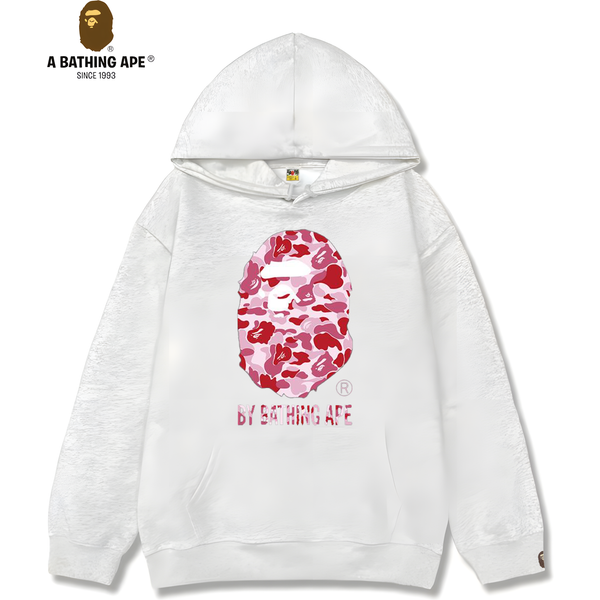 A Bathing APE BAPE-BAPE Simple Pink Ape Head Pattern Printed Hoodie Casual, Comfortable, Fashionable, Versatile Top