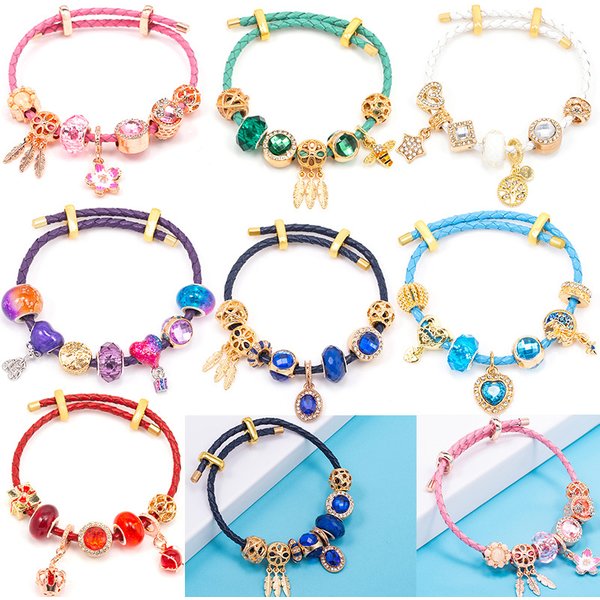 Charm Bracelets Adjustable Leather Rope Fortune Tree Accessories Bead Bracelet Female Models Internet Celebrity Live Broadcast Jewelry