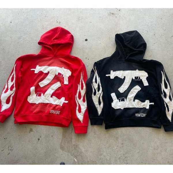 Men's Clothing Pistol Patch Embroidered Sweatshirt Loose Casual Pullover Street Gothic Style Sweatshirt-image