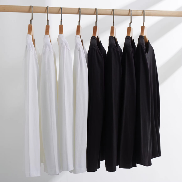 230g Cotton Long-sleeved T-shirt Heavy Loose Men's Model With A Solid Cotton Base Shirt With A Crew Neck