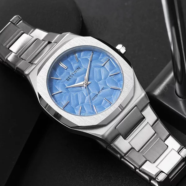 New Fashionable Alloy Men's Business Watch Stainless Steel Waterproof Quartz Watches For Man Relojes Para Hombres-image