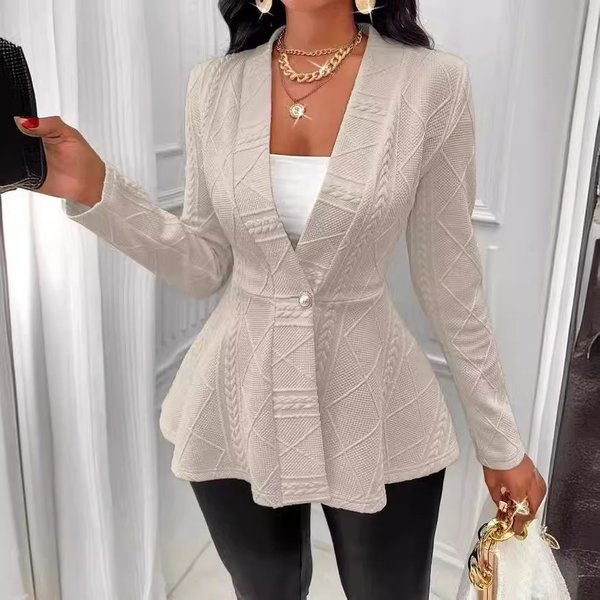 Women's Clothing new casual texture single button green fruit collar long sleeved top jacket