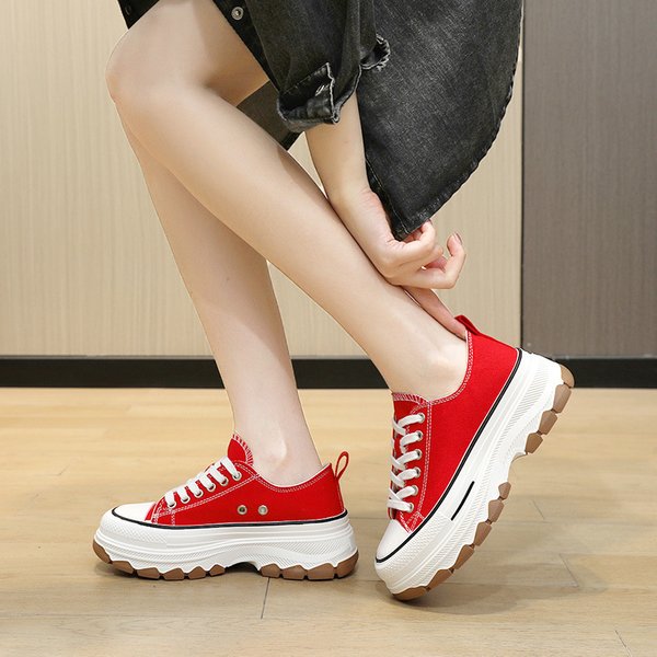 classic canvas shoes women's spring and summer tide new all match board shoes thick bottom increased students Korean version popular