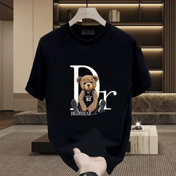Men's Graphic Cotton T-Shirt – Summer Casual Short Sleeve, Fun Cartoon Print, Regular Fit (Black/White, 190G & 230G Options, Sizes S-5XL)-image