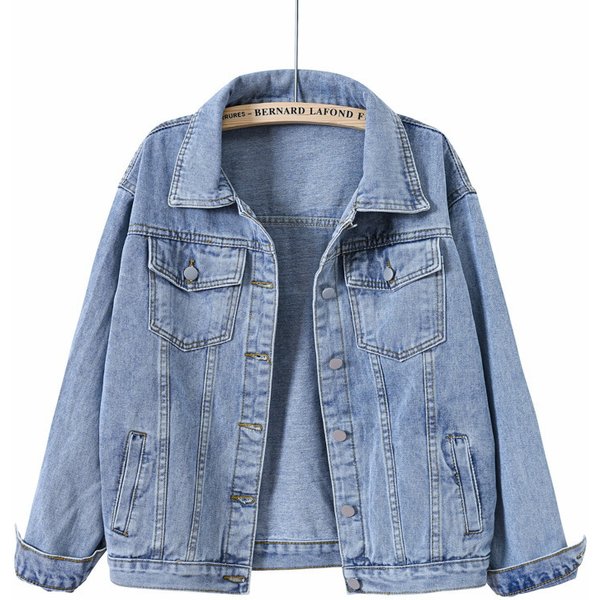 Women's Clothing Retro Blue Denim Loose Vintage Blue Denim Jacket - Relaxed Fit Korean Style Oversized Coat With Distressed Details For Men & Women