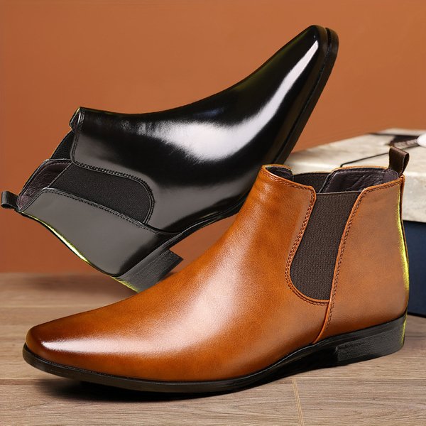Men's Chelsea Boots Pointed Shoes Men's Shoes Short Boots Vintage Martin Boots Men's-image