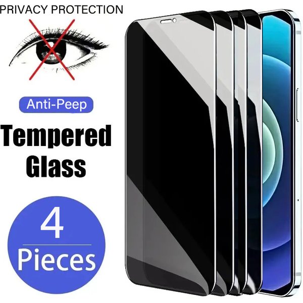 4PCS Anti Spy Privacy Protection Tempered Glass Film For Iphone 15 14 13 12 Mini 11 Pro X Xs Max Xr Clear Screen-image