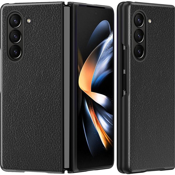 Luxury Leather Folding Cover For Samsung Galaxy Fold Z Fold5 Fold4 Fold3 Fold2 Flip3 Filp4 Flip5 W20 W21 W22 W23 Hard Pc Frame Protection Case-image