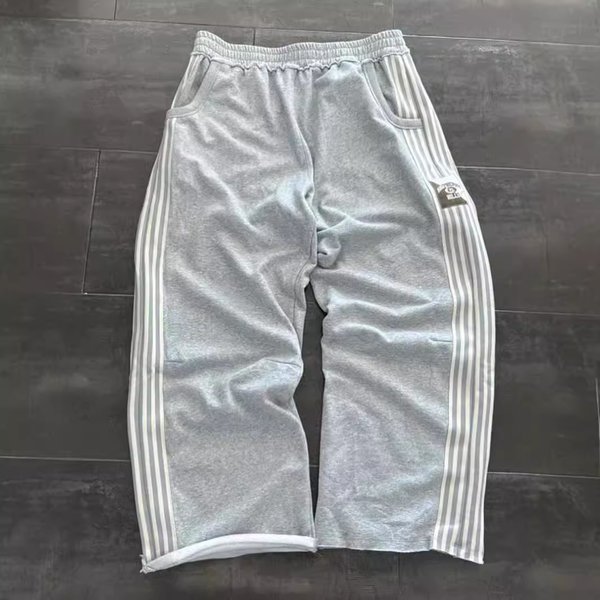 Men's Clothing New Style Sports Pants Men And Women Ins Loose Wide Leg Trousers Side Stripe Print Sweatpants Straight Pants-image