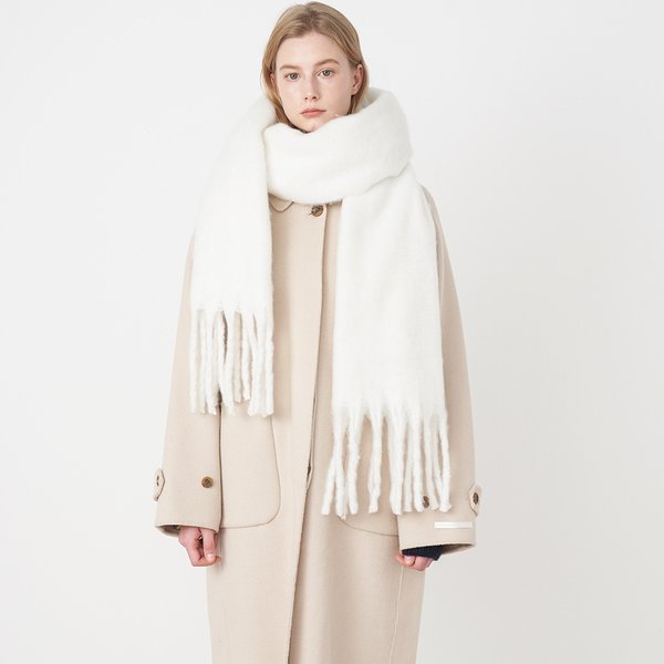 Unisex South Korea All-Match Soft Waxy Solid Color Cashmere Tassel Scarf Women's Winter Long Warm Thickened Neck Shawl-image