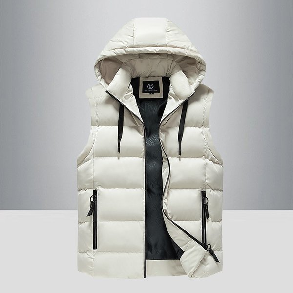 Men's Clothing Jackets With Padded Vests For Autumn And Winter, Thickened Hooded Vests, Large Size Vests, Personalized Trendy Zipper Jackets-image