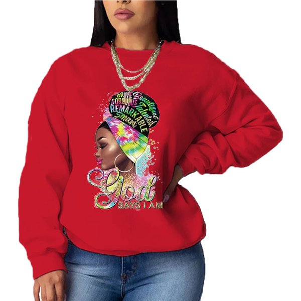 Women's Printed Casual Loose Long-sleeved Hoodie